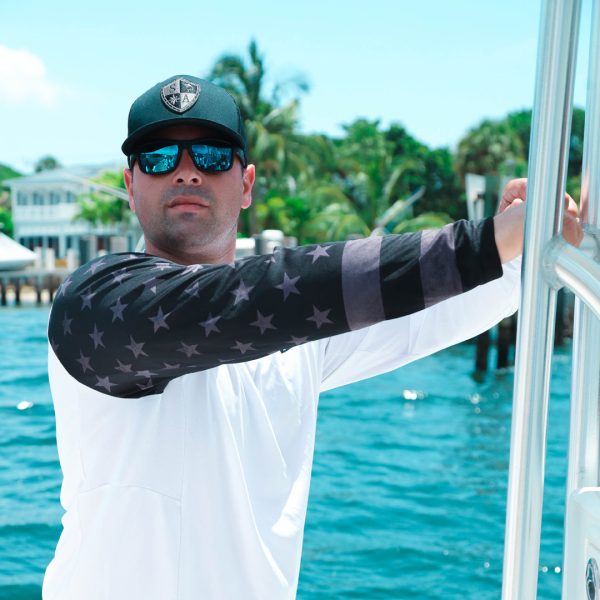 Performance Long Sleeve Shirt | White | Blackout American Flag For Cheap - Image 3