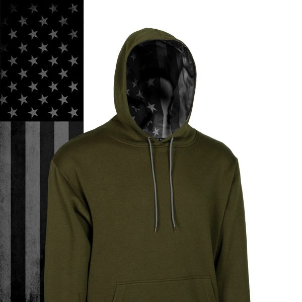 Classic Lined Hoodie | Blackout American Flag | Green Discount