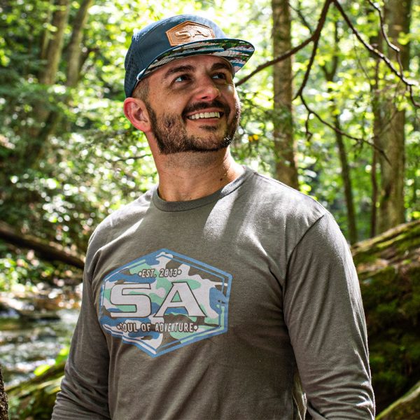 Graphic Tee | Blue Mountain Camo | Charcoal For Cheap - Image 2
