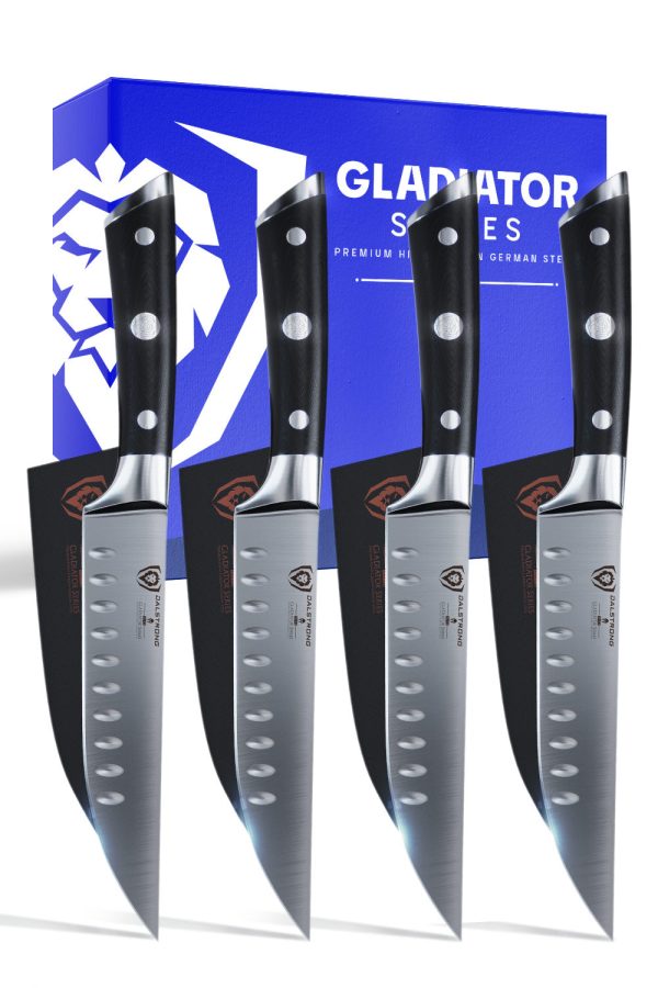 4-Piece Straight-Edge Steak Knife Set | Gladiator Series | NSF Certified | Dalstrong © For Cheap