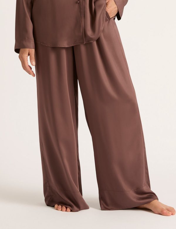 Vegan Silk Wide Leg Pant - Garnet Hot on Sale