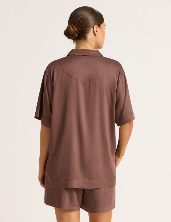 Vegan Silk Short Sleeve Shirt - Garnet Online Hot Sale - Image 3