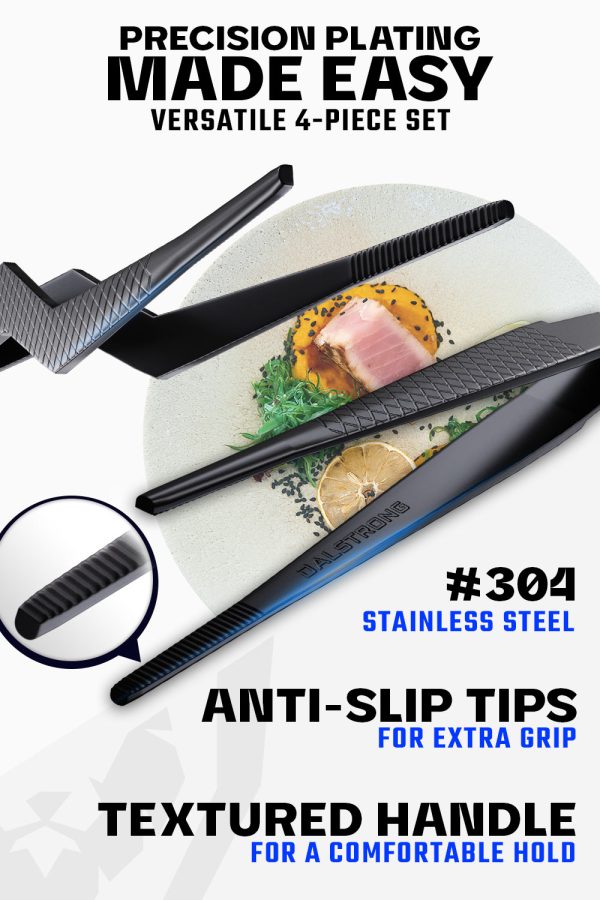 4 Piece Plating Tweezers Set 6.5  | Curved, Offset, Fine, and Regular Tweezers | Dalstrong © Fashion - Image 2