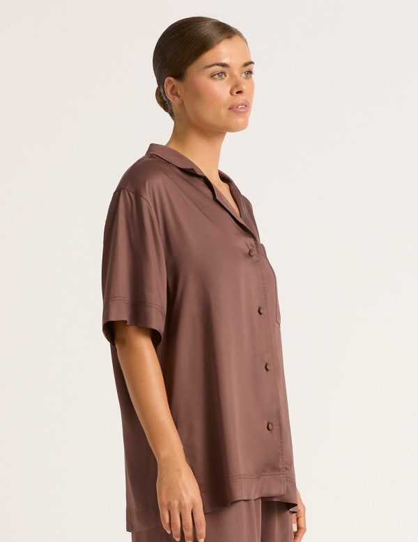 Vegan Silk Short Sleeve Shirt - Garnet Online Hot Sale - Image 4