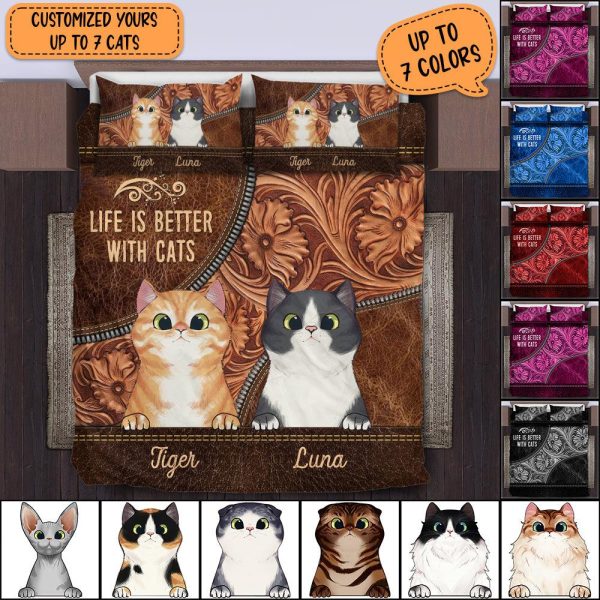Cat Personalized Bedding Set, Personalized Gift for Cat Lovers, Cat Dad,Cat Mom - BD157PS05 Supply - Image 2