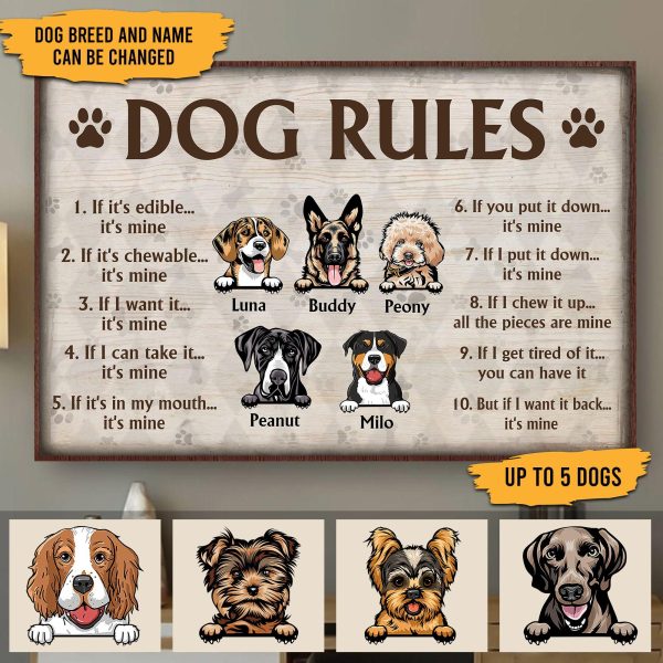 Dog Rules Personalized Poster, Personalized Gift for Dog Lovers, Dog Dad, Dog Mom - PT005PS05 For Cheap